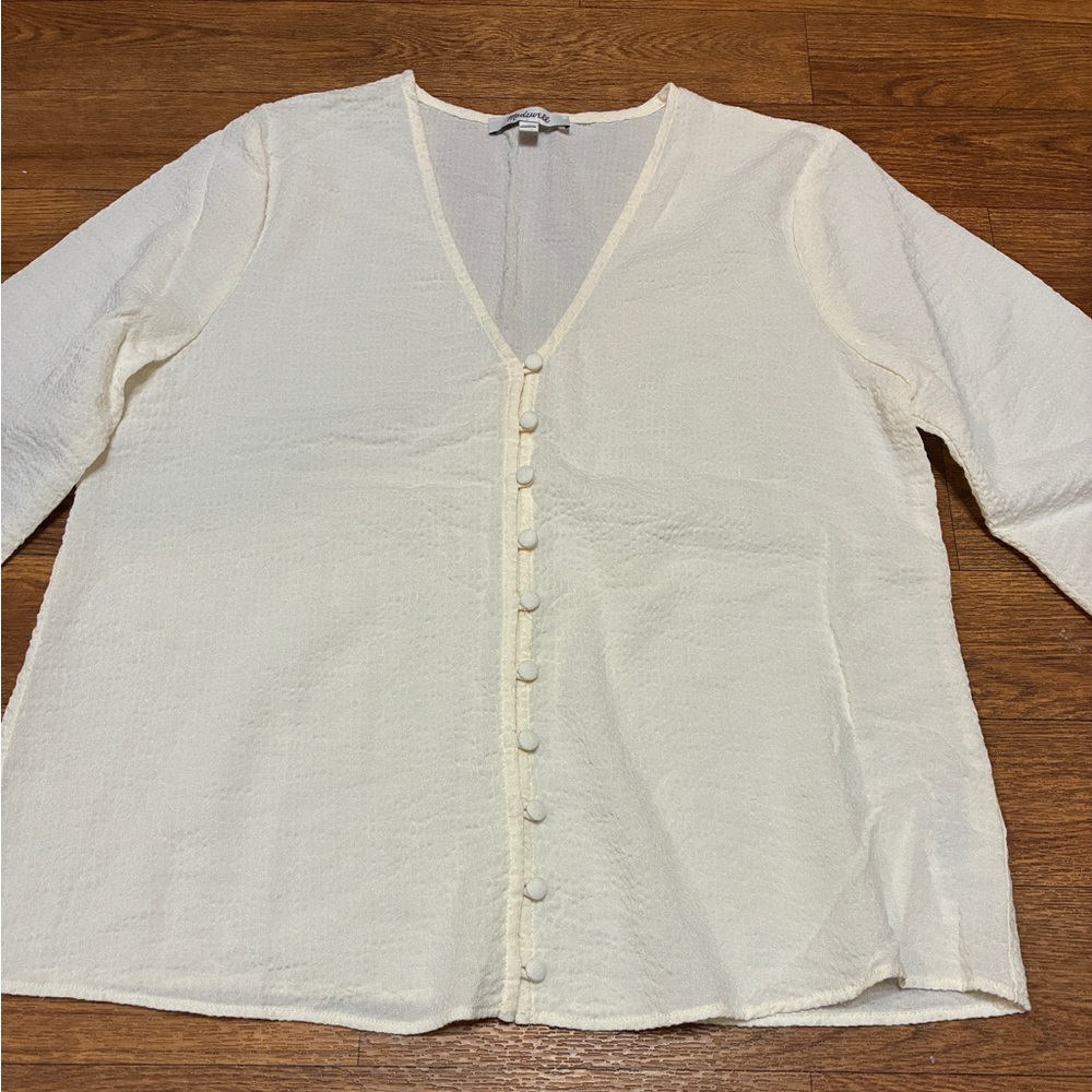 Women’s Madewell Elegant Cream Button-Up Top Size Extra Small